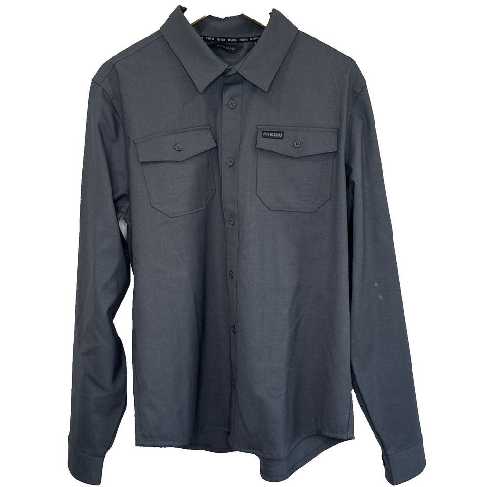 Kuiu Men's Gray Gauge LS Work Activewear Wool Button Down Shirt Size Large